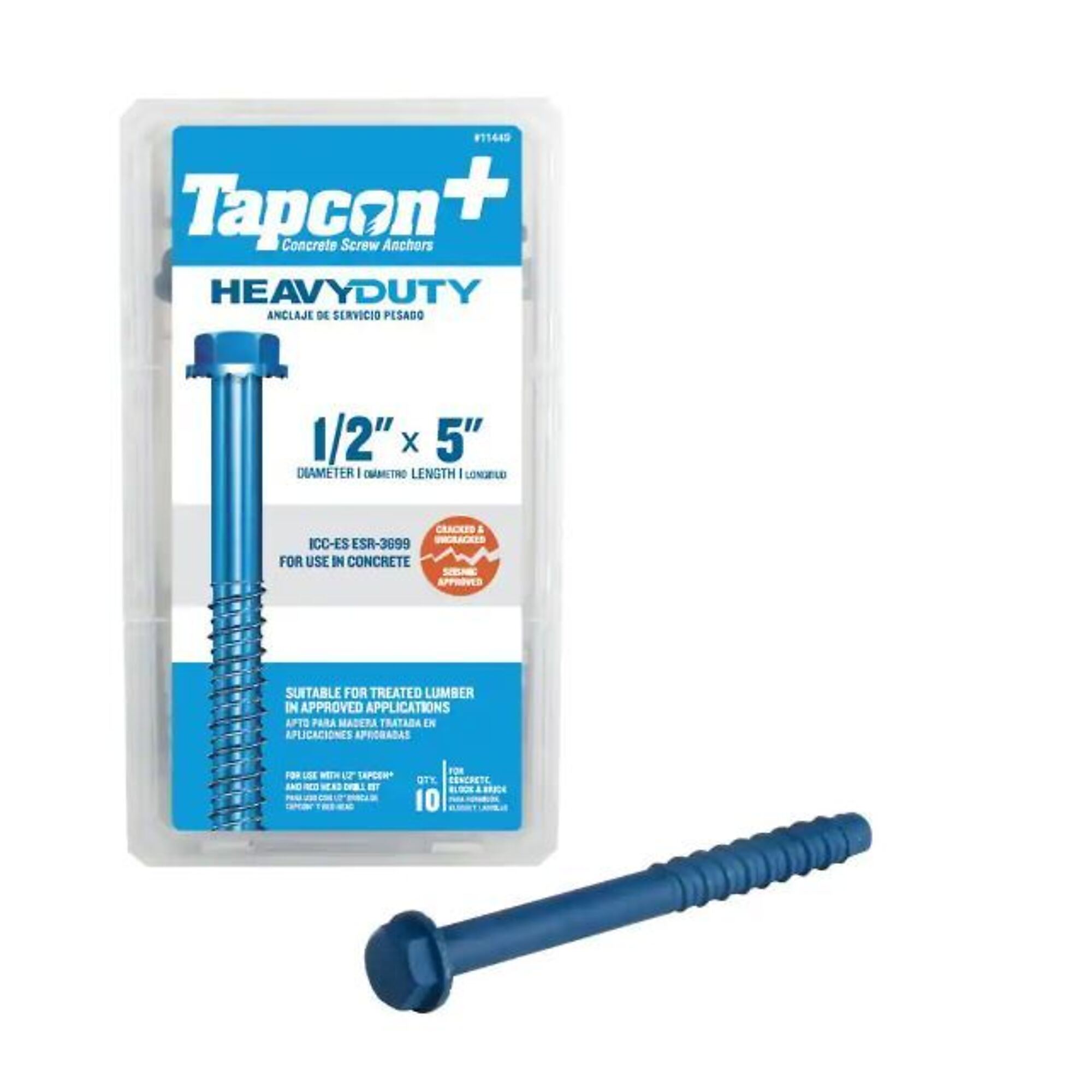 Tapcon, 1/2in.5in. HD SCREW Anchor 10CT, Model# 11449